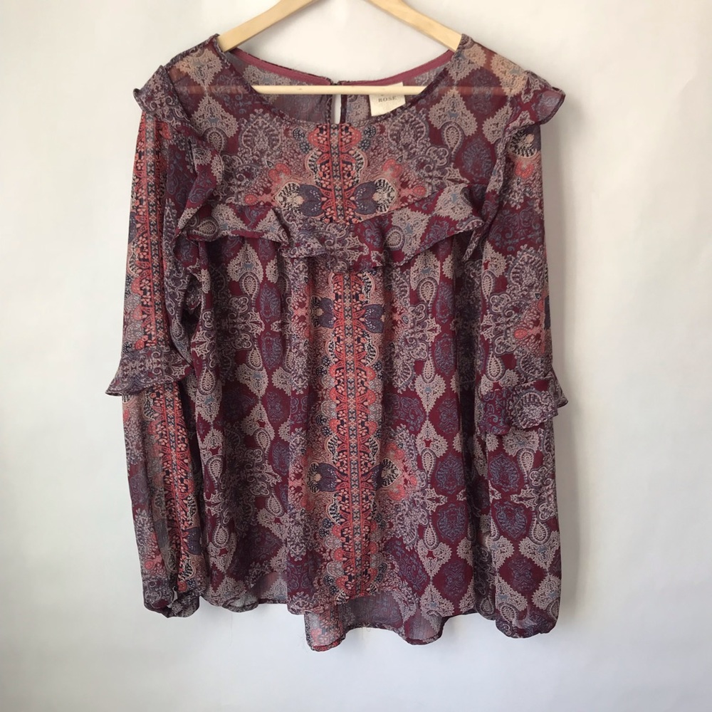 Knox Rose Ruffle Boho Peasant Blouse